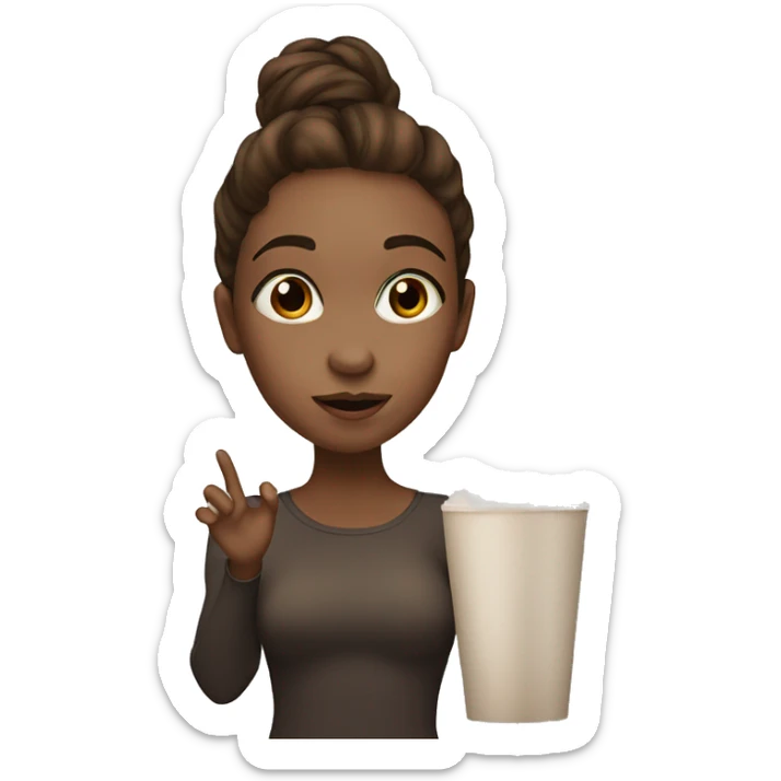 White skin, brown hair, brown eyes girl blowing a kiss sticker