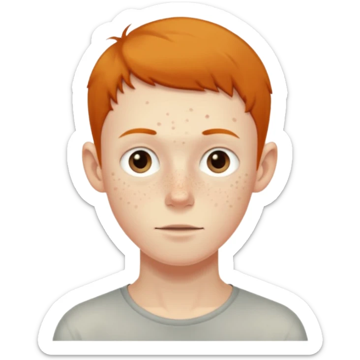 a skinny pale boy with very short thin hair and a bit of freckles sticker