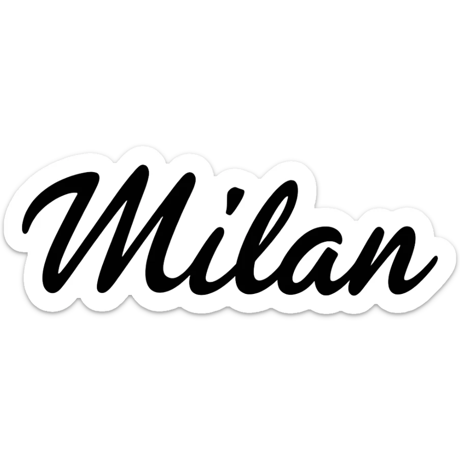 black logo in cursive with the name milan sticker