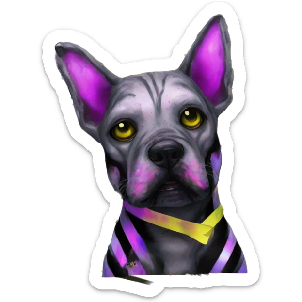 .Zombie_ Vaporwave black holographic oilslick zombie dog yellow caution tape graffiti yellow black stripes sticker