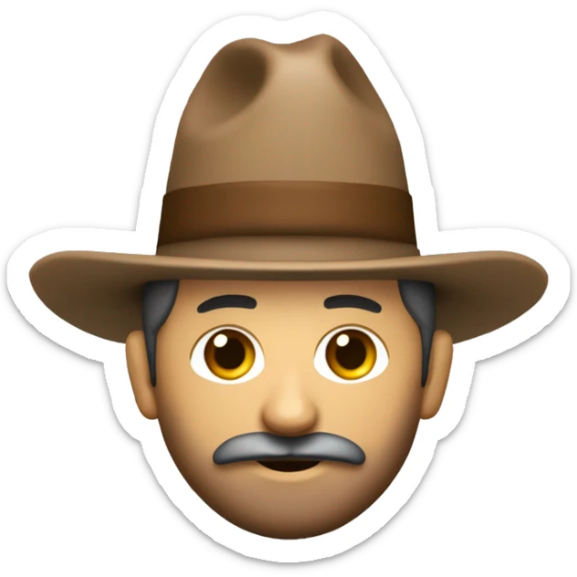 Un señor con barba,traje y camisa con barba portando un sombrero cuyo frente tiene el logotipo de jw.org sticker