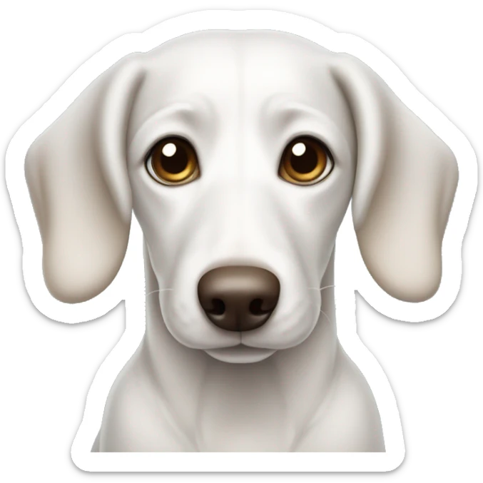 White wiener dog with gray and brown details and bright blue eyes sticker