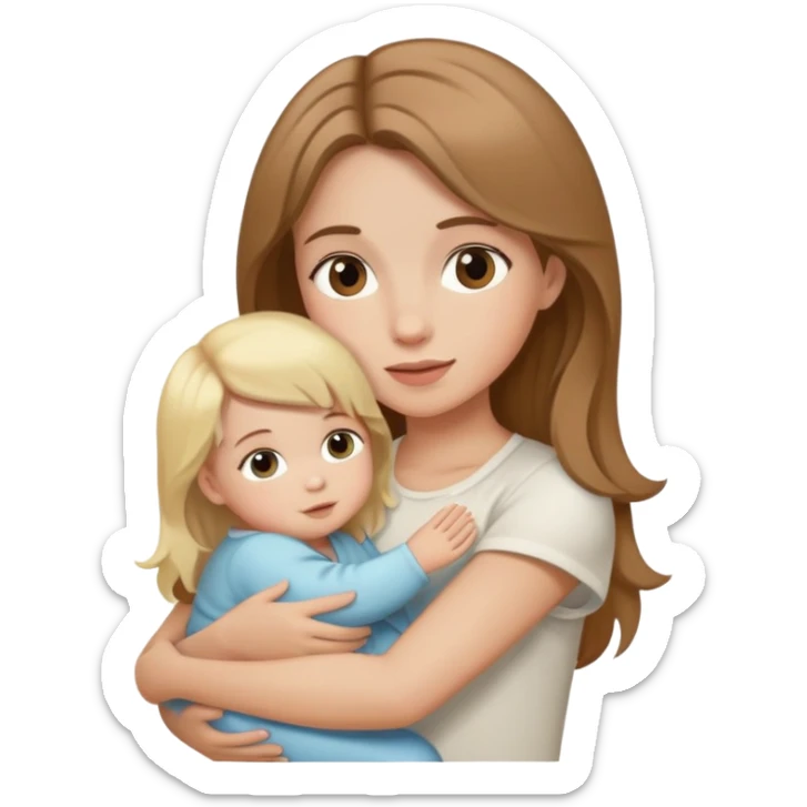 Brown hair Girl with blonde hair baby sticker