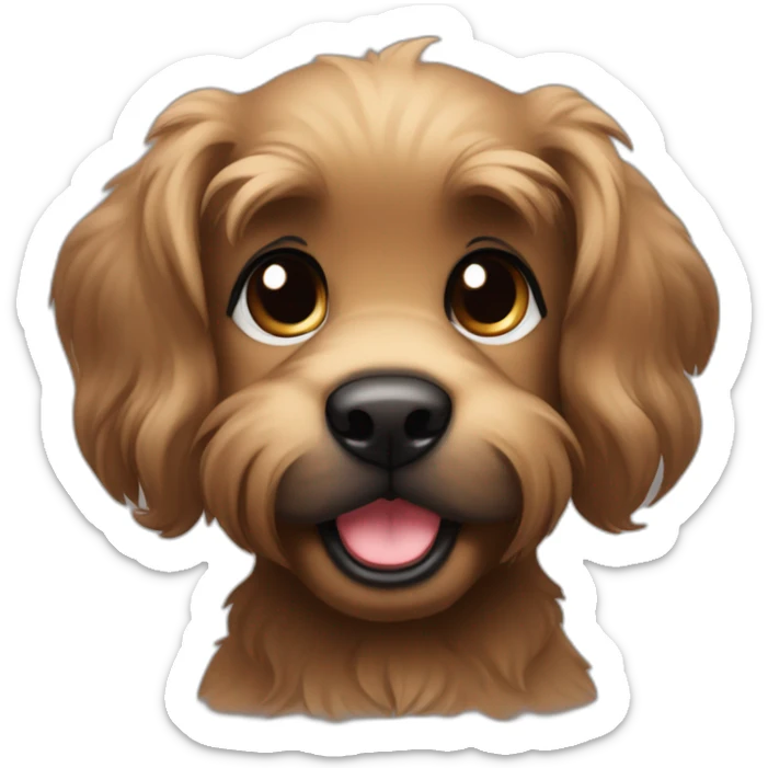 bouvier fawn brown and black puppy face very long hair smiling dark ears sticker