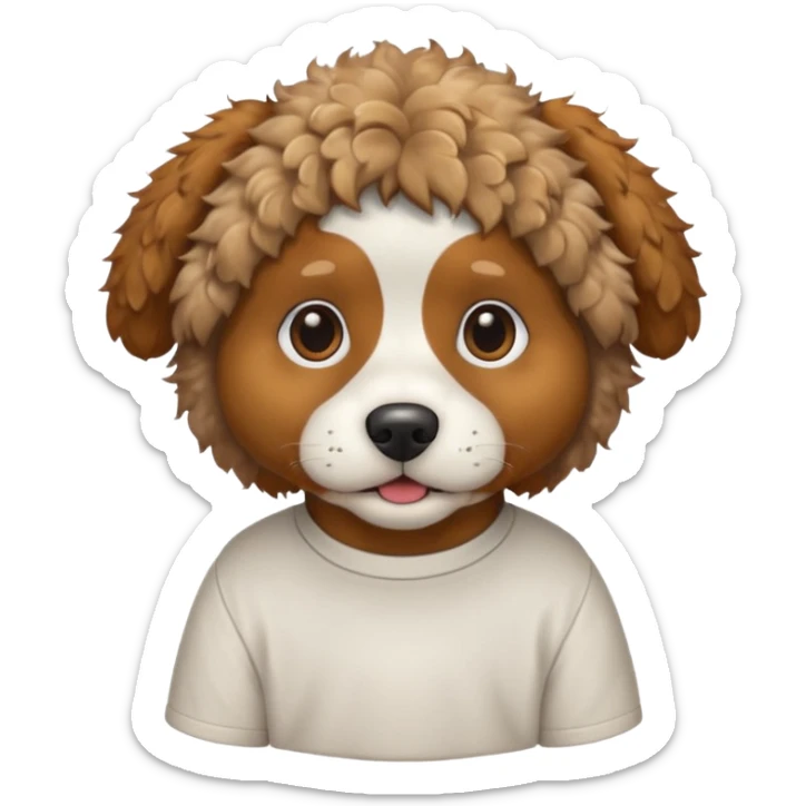 curly dog with shirt sticker