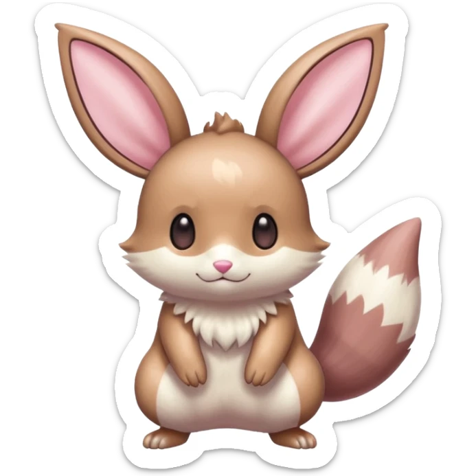 Kawaii Shiny Colorful Pastel Minccino-Furret-Eevee-fusion Full Body sticker