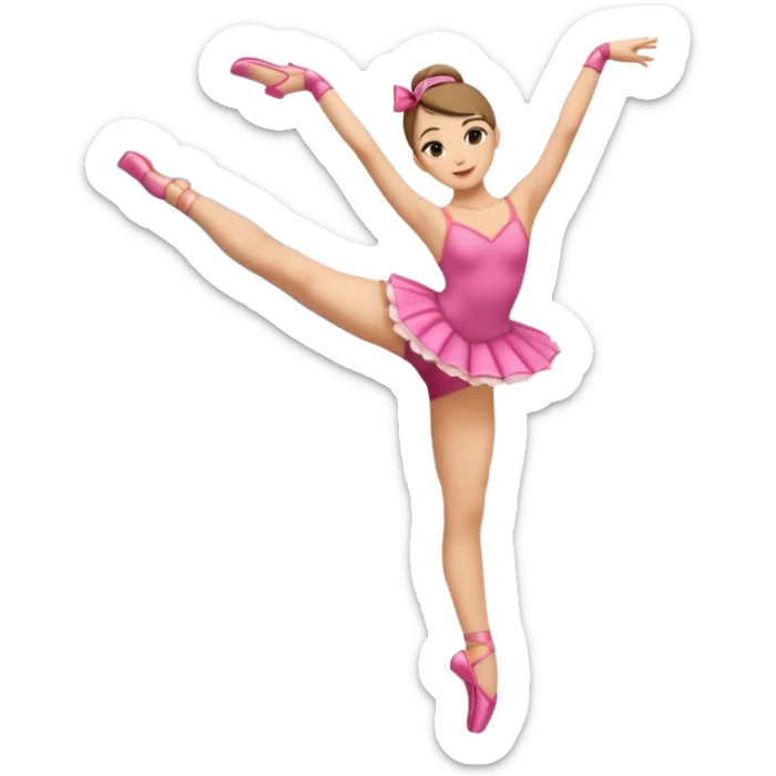 Una chica con vestuario de bailarina urbana con las piernas flexionadas, el dedo índice en la boca, el tren superior inclinado hacia la izquierda y con la cadera proyectada hacia la izquierda sticker