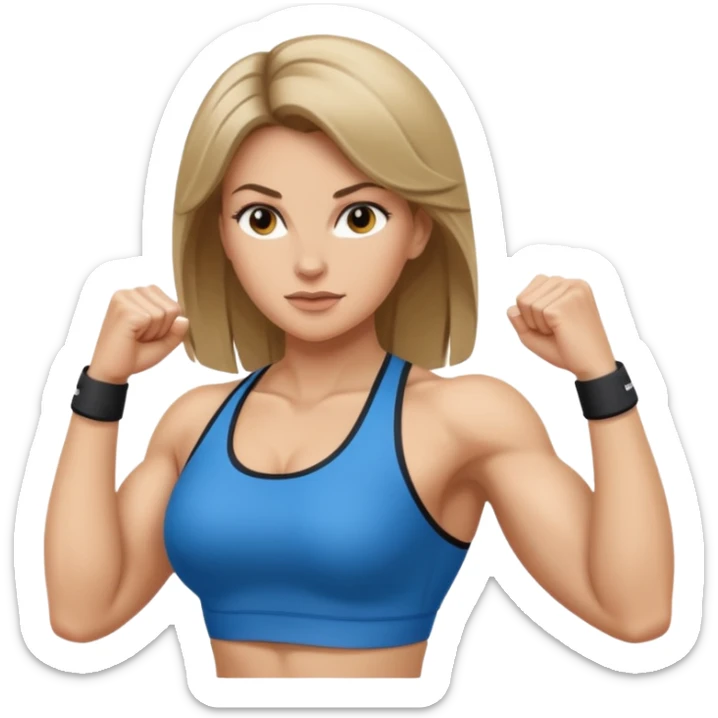 powerful woman fitness dark blonde hair white skin sticker