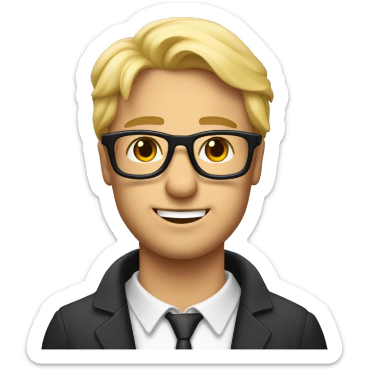 Un homme blond avec des lunettes promène son berger australien  sticker