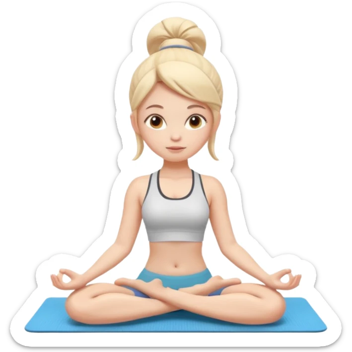 cute yoga coach character, calm expression, yoga mat, simple sporty outfit, 3D cartoon, mobile game icon style, clean background, no text, no watermark
 sticker