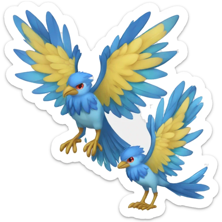 Edgy Fantasy legendary blue bird water-type-Hydro-Phoenix-avian Fakemon full body sticker