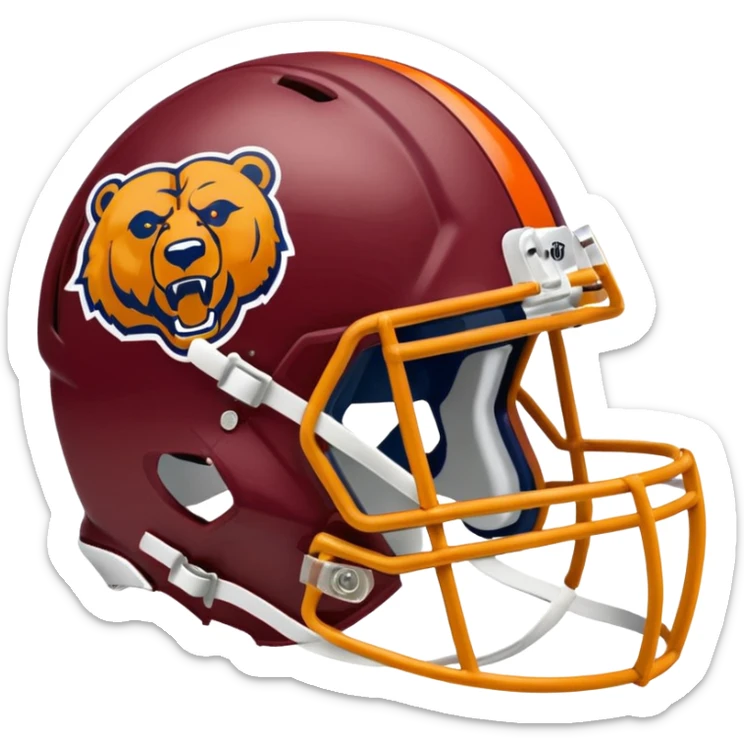 The Washington commanders football helmet and the Chicago Bears football helmet facing each other sticker