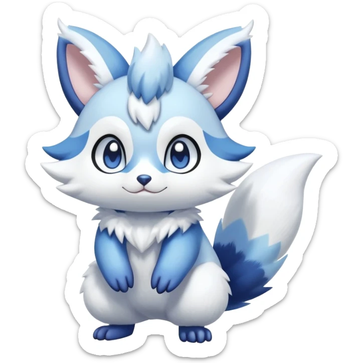 Shiny White Pastel Snowy Icy Sparkly Cute Furret-Meowstic-Zangoose-Hybrid (Full body) sticker