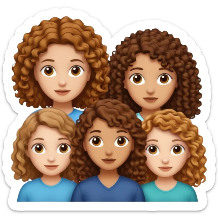 Three white girls, all of off this with brown hair but one whit straight one whit curly and one whit very curly(aesthetic) sticker