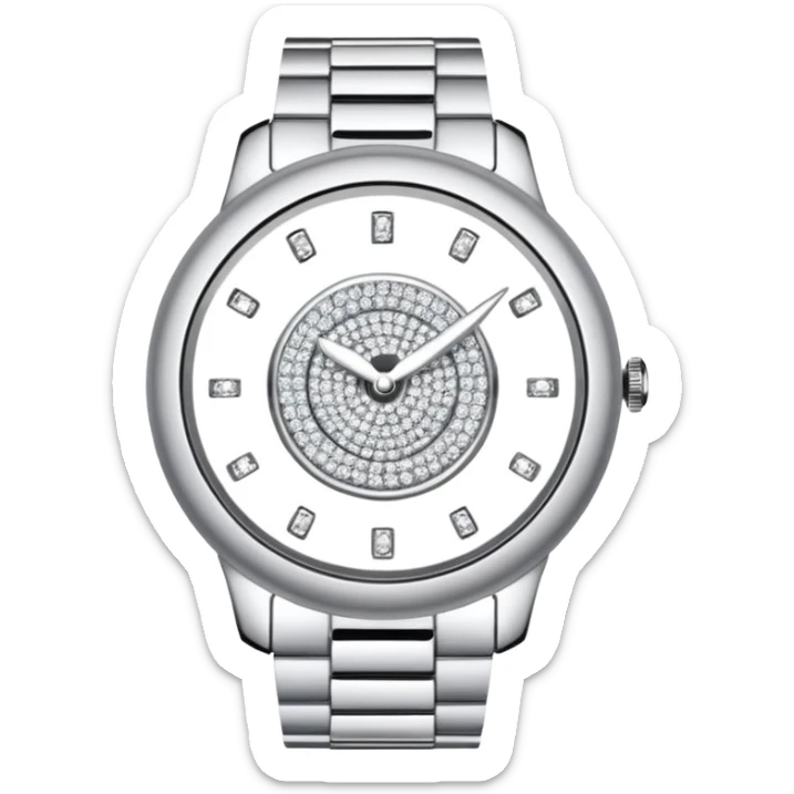 Crie um relógio de pulso prateado cravejado de diamantes brilhantes sticker