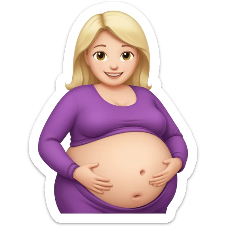 very heavily pregnant overdue woman with super  huge belly sticker