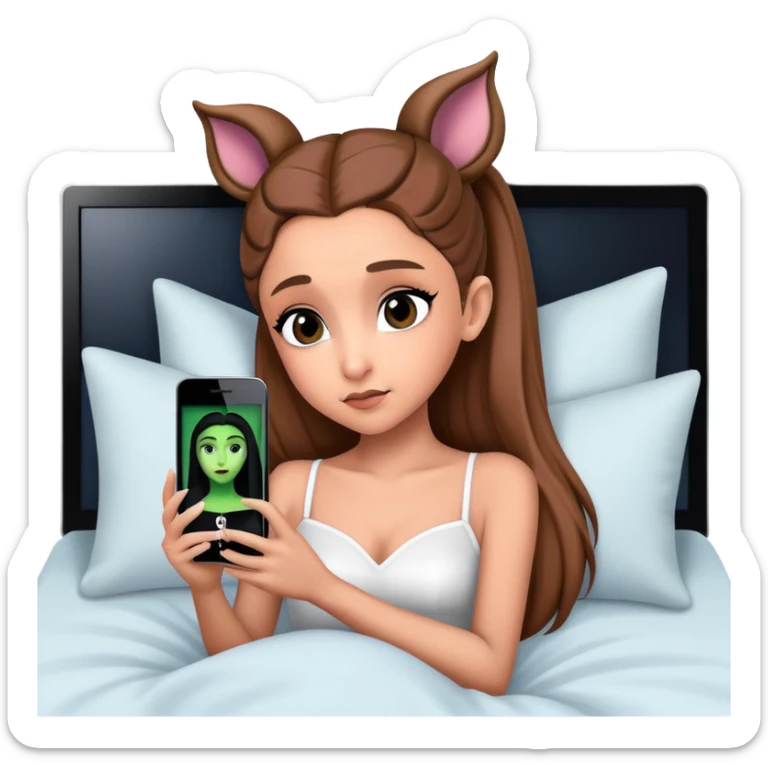 Ariana grande goes to bed and watches wicked on her modern television  sticker