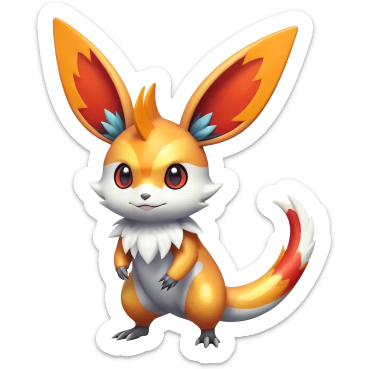 Colorful Shiny Exotic Victini-Salandit-Minccino-Emolga-Fakémon-hybrid-creature (full body)  sticker