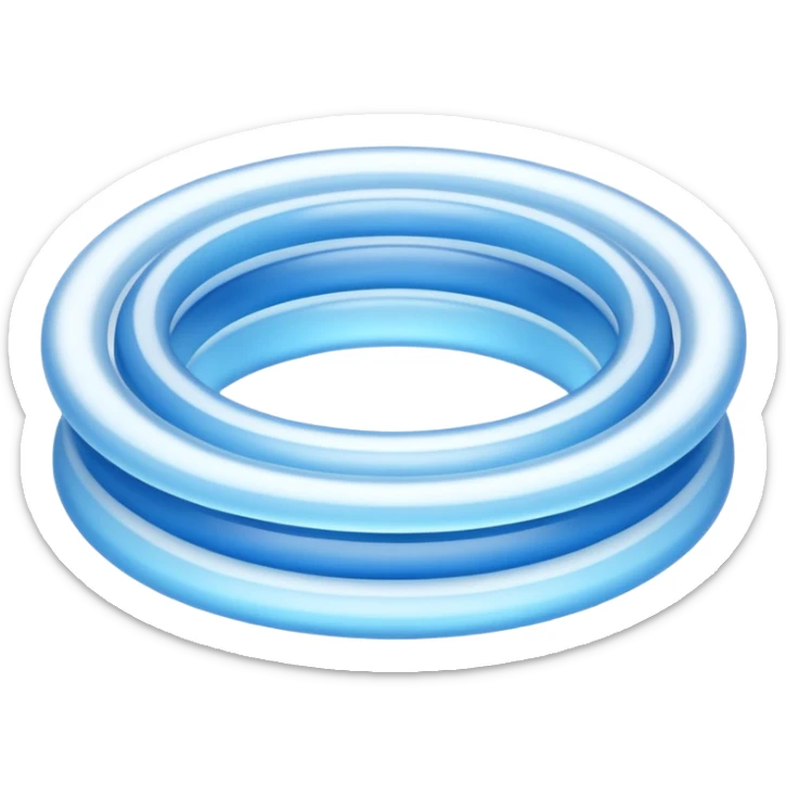 iOS-style 3D emoji: expanding ripple rings in mid-air, fading in color and opacity as they move outward from a small central source sticker
