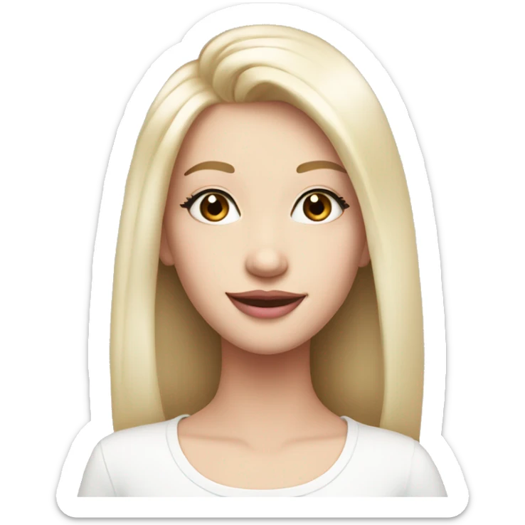 Girl with very Long lashes, white skin and pink lips, smiling sticker