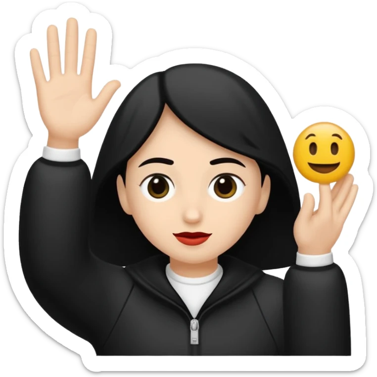 vull un perosnatge estil bimoji que sigui com una nimfa bella i fantasmal amb túniques blanques. Té la pell literalments blanca com el guix, cabell platejat, un nas llarg, ulls negres grans i llavis carmesí. que estigui somrient sense arrecades  sticker