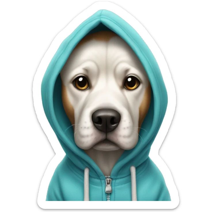 Dog wearing a hoodie sticker