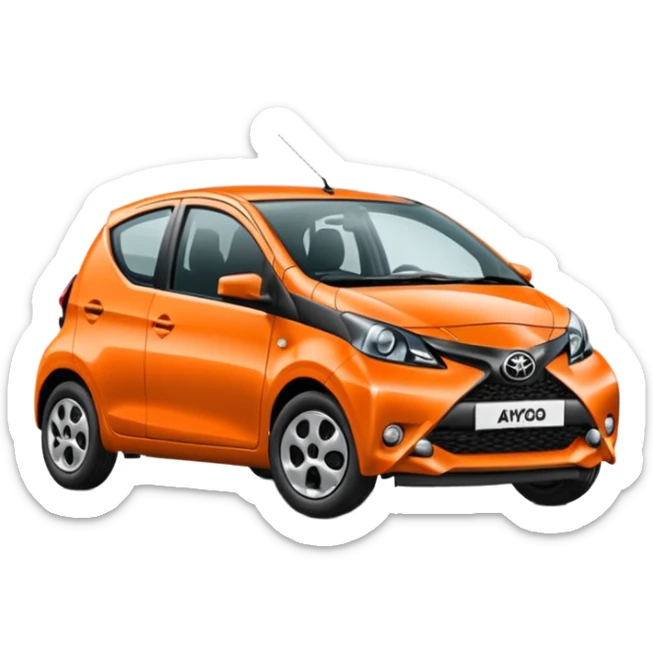 Make an emoji of an orange Toyota aygo that says “when I grow up I want to be a ŠKODA” sticker