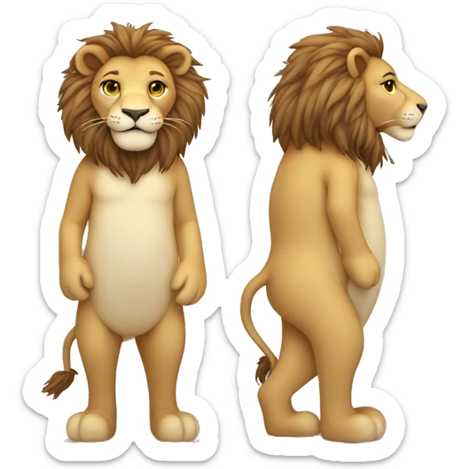 whole body of lion in jellycat style (standing and two sides) sticker