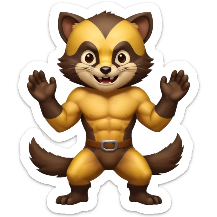 Happy but fierce Wolverine (the animal not the superhero at all) full body sticker