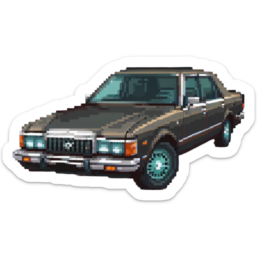Toyota Crown 1980s model, vintage Japanese luxury sedan sticker