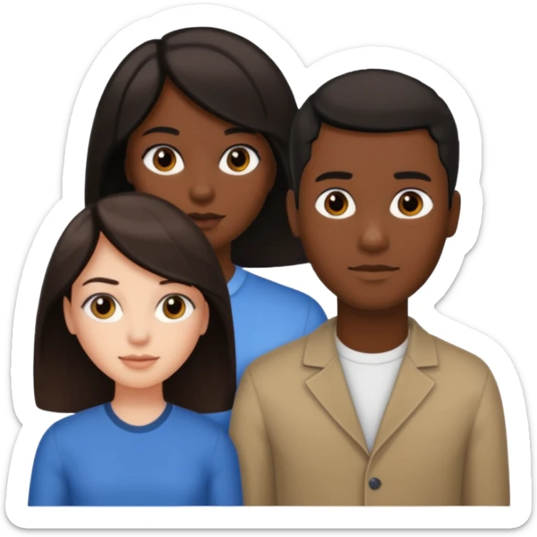Black man short hair and white woman with long brown hair sticker