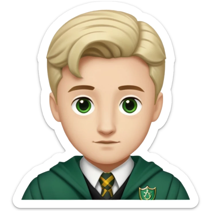 Matt Thorpe is Graham Montague  in harry potter, wear hogwarts slytherin uniform, light skin, sticker