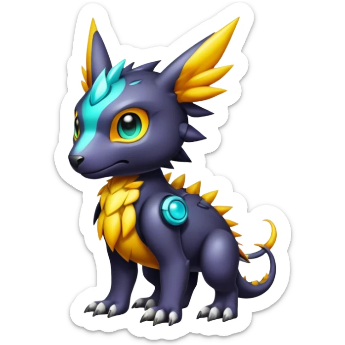 Cute cool colorful dark fantasy-Digimon-animal-hybrid full body sticker