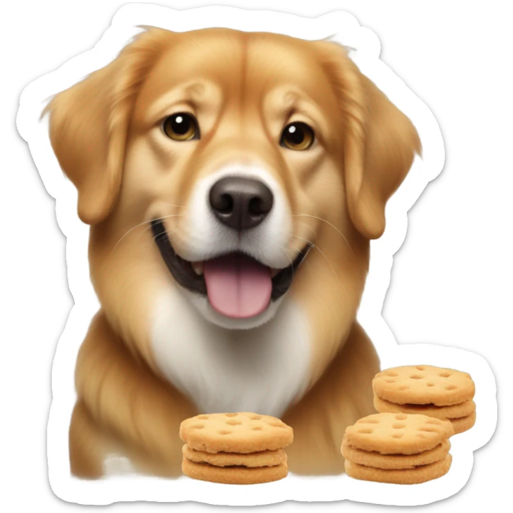 Dog that looks like Donald Trump saying the cat are eating the dogs biscuits sticker