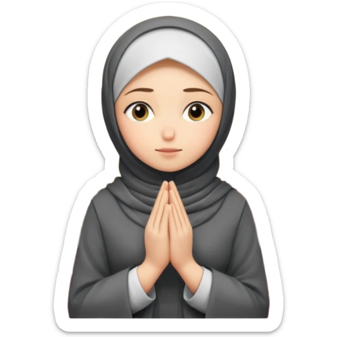 girl in a hijab is praying in the back of a prayer room. sticker