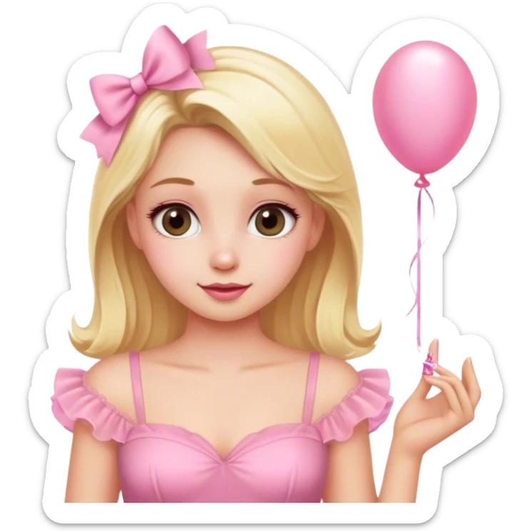 blonde girl in pink dress birthday party  sticker