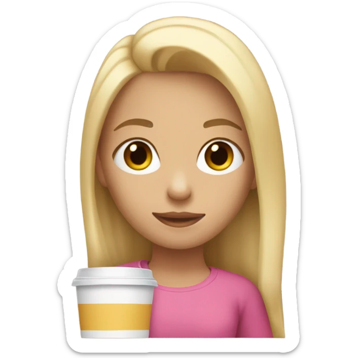 Girl with blonde hair holding tumbler cup sticker