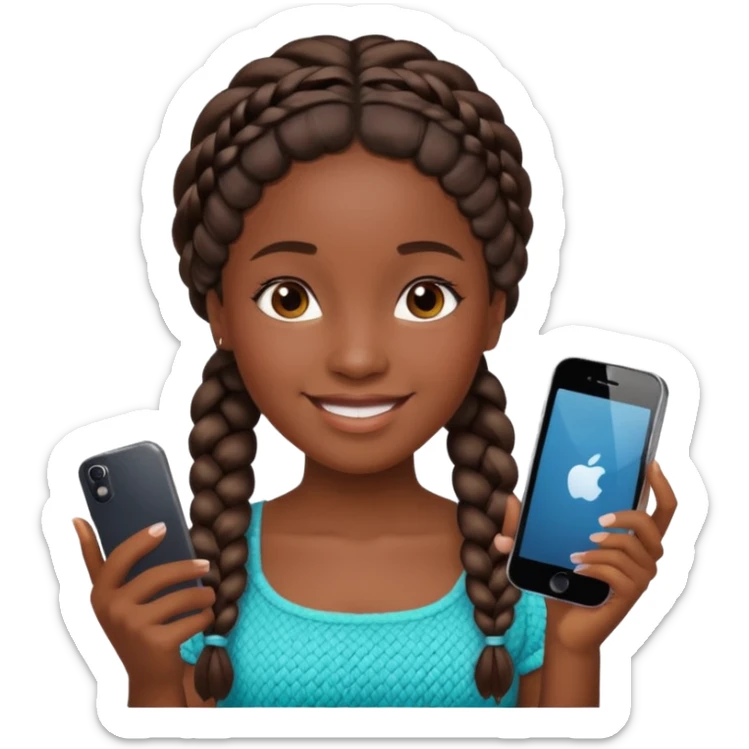 iphone 17 + a caribbean girl, no bathsuit just a regular girl with braid or nappy hair  sticker