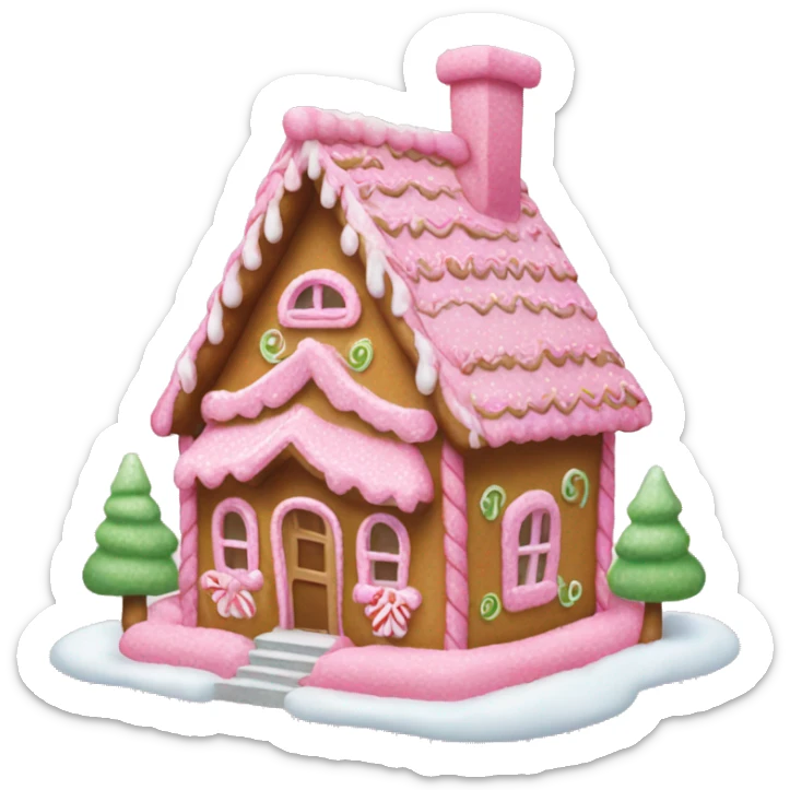 A pink gingerbread house sticker