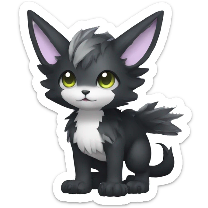 Kawaii edgy fantasy dark-themed animal hybrid Fakemon full body sticker