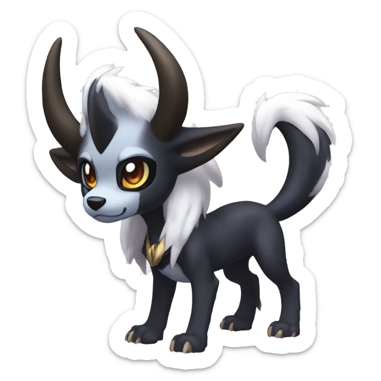 Edgy Cool Kawaii Baby Houndoom-Nargacuga-Absol-Garurumon-Pokémon Full Body Detailed High Quality sticker