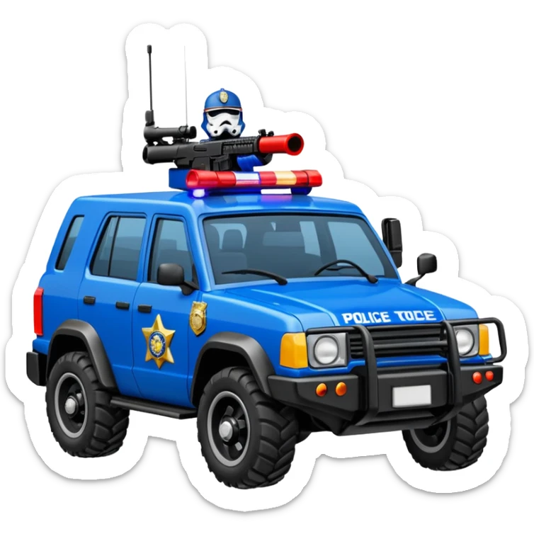 Well armed rugged Imperial Shock Troopers police car off road interceptor from hell sticker