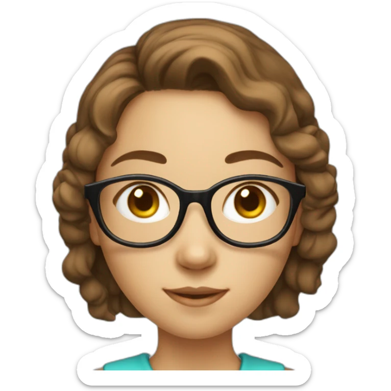 a girl with eye glasses, with light skin and brown hair, studying calculus  sticker