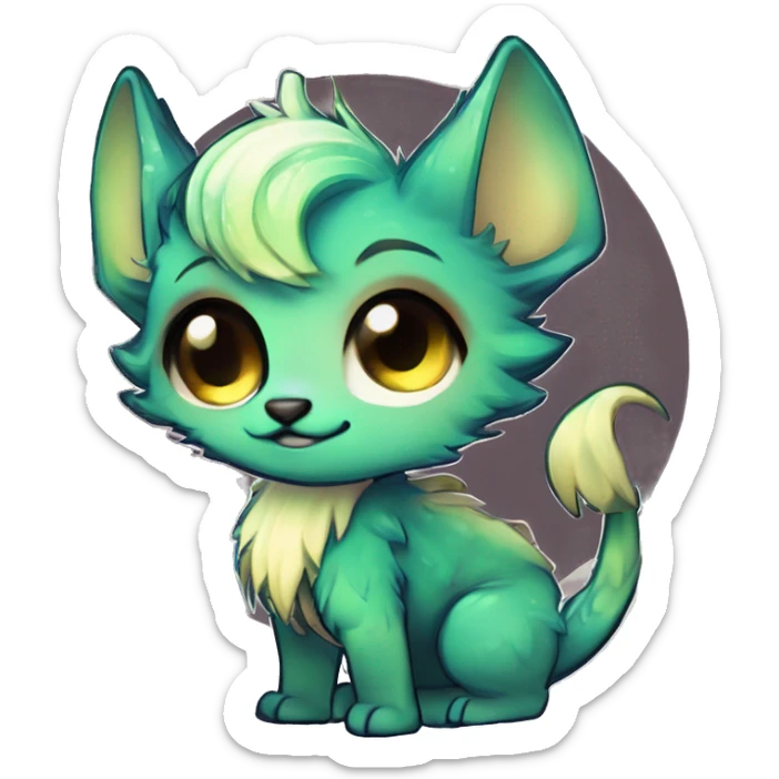 Cool cute Kawaii edgy fantasy shiny chibi animal creature fursona Fionbri vernid by griffsnuff & LiLaiRa & Falvie full bodyal sticker