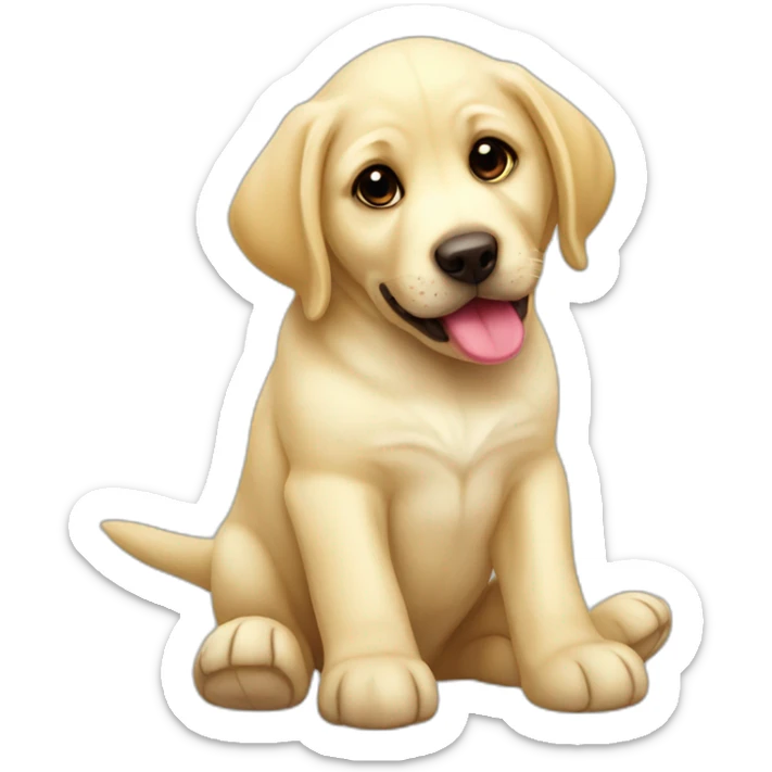 Very cute puppy yellow Labrador with stuffed toy in mouth sticker