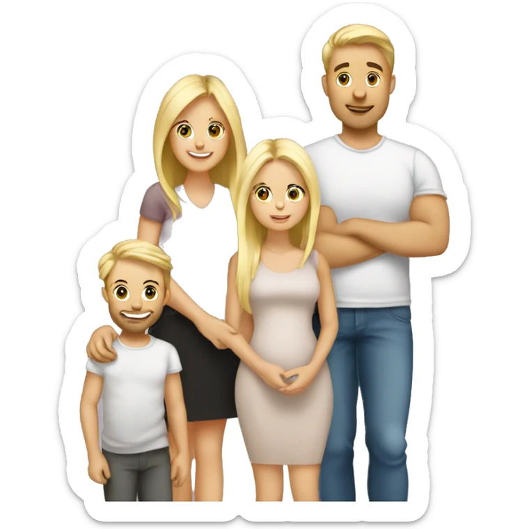 Family-with-father-mother-two-blondes-boy and baby girl sticker