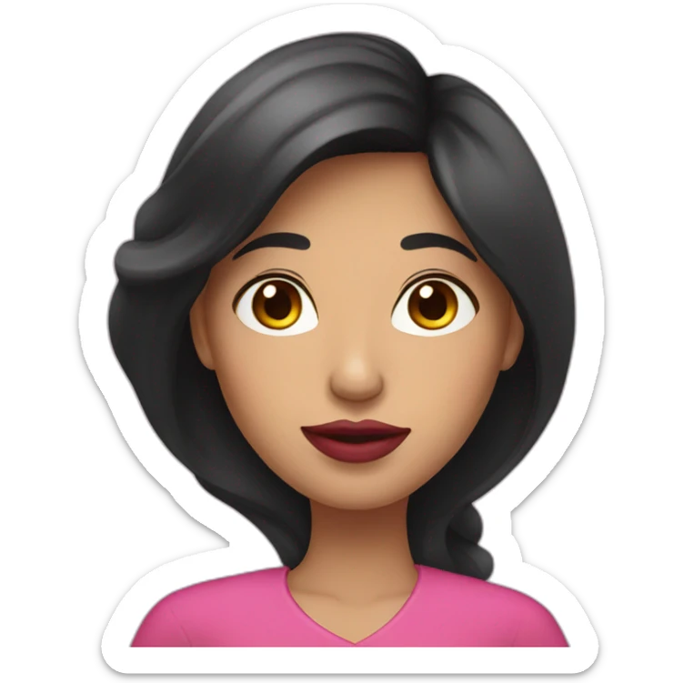 Chilean woman with dark long hair and pink lips sticker