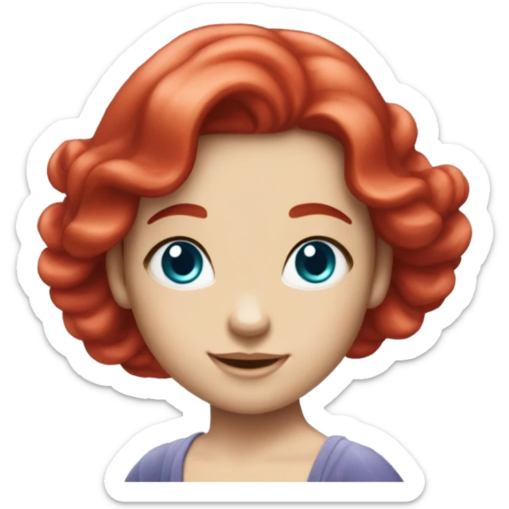 Create the Twin mermaid sister of Ariel who looks identical but with bright red hair and blue eyes sticker
