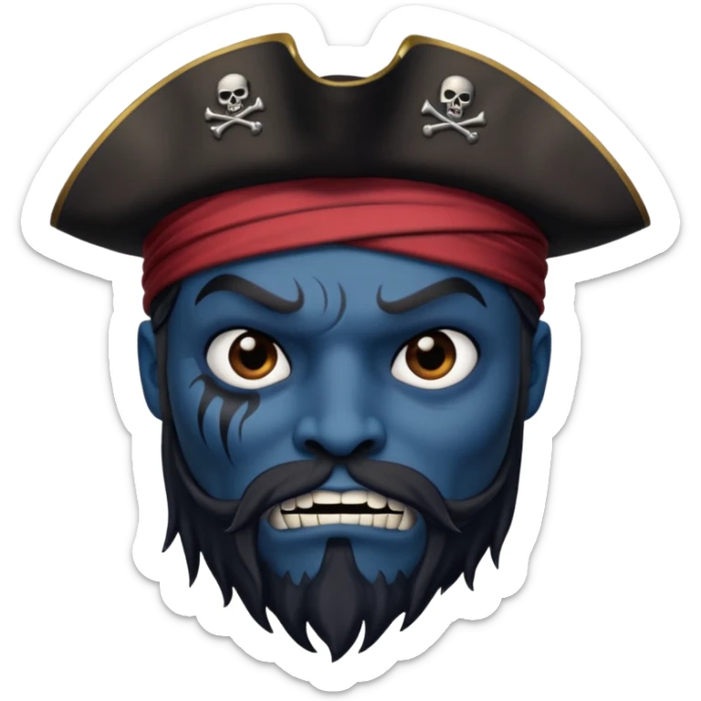 Un pirate qui fait peur uniquement bleu et noir sticker