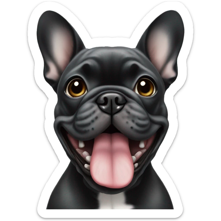 Black brindle French bulldog with grey on his mouth sticker